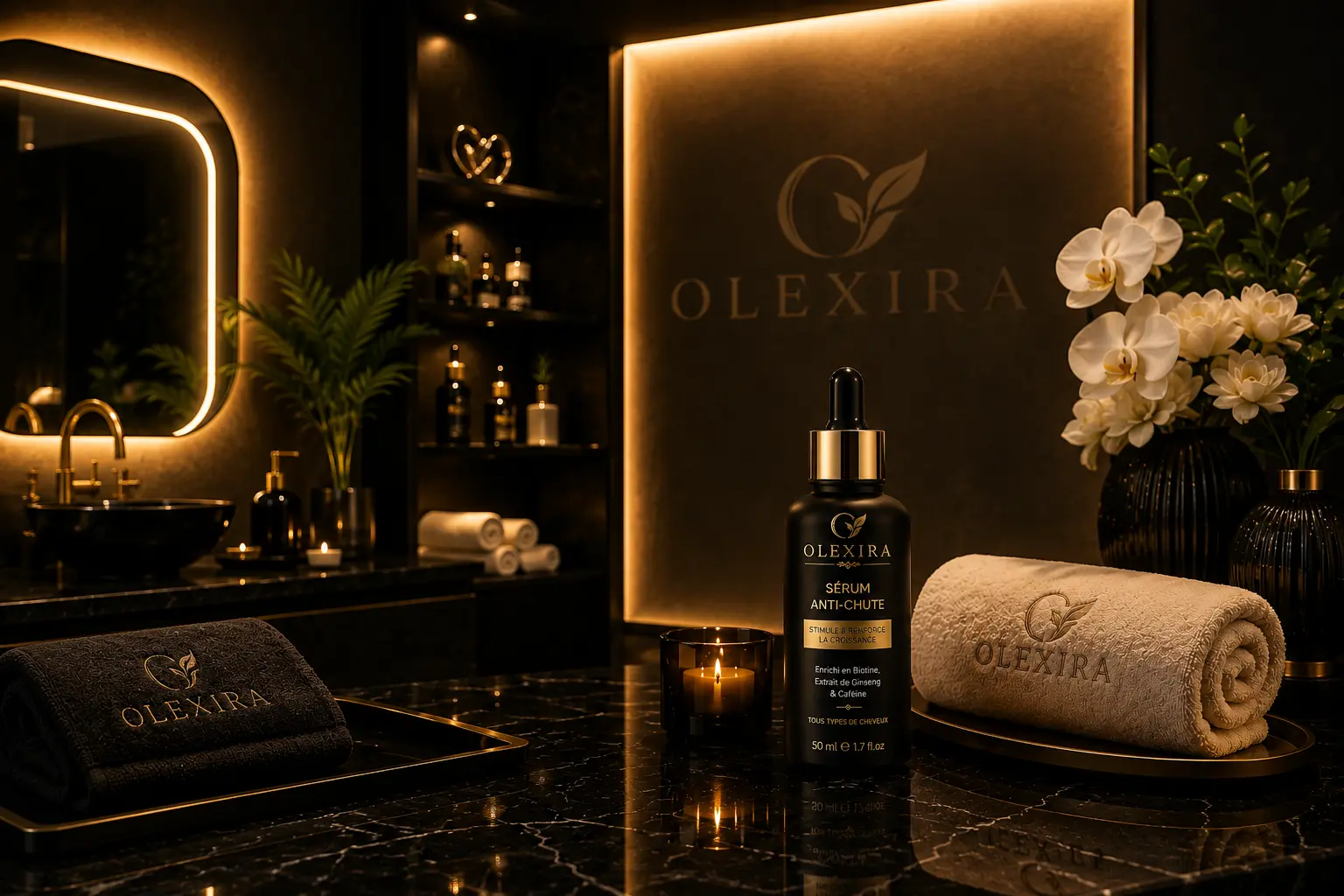Olexira — Sérum anti-chute au ginseng, à la biotine et à la caféine