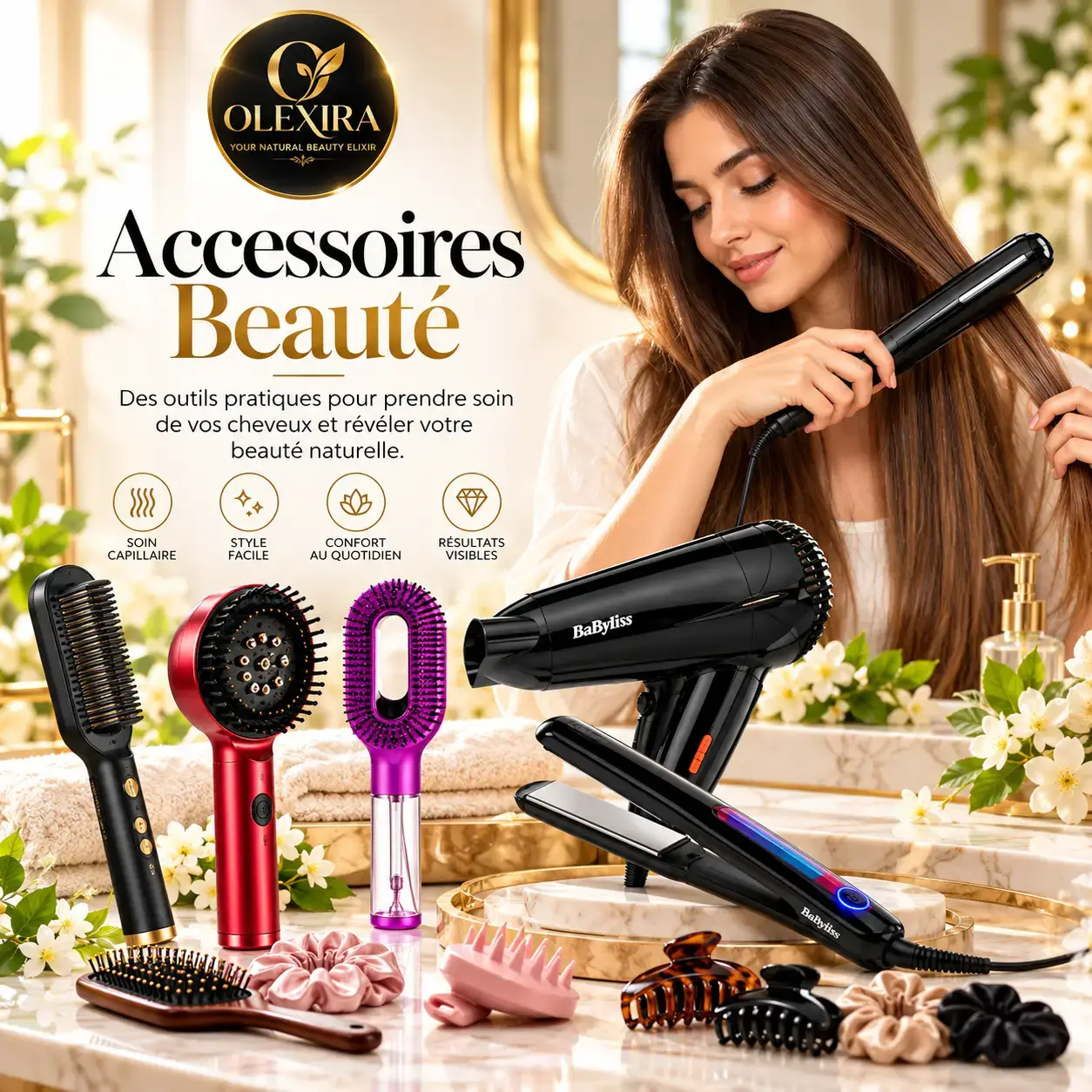 Brosse à cheveux avec brumisation Olexira