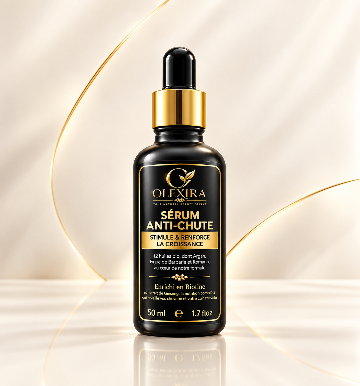 Flacon ambré du sérum anti-chute OLEXIRA 50 ml avec pipette